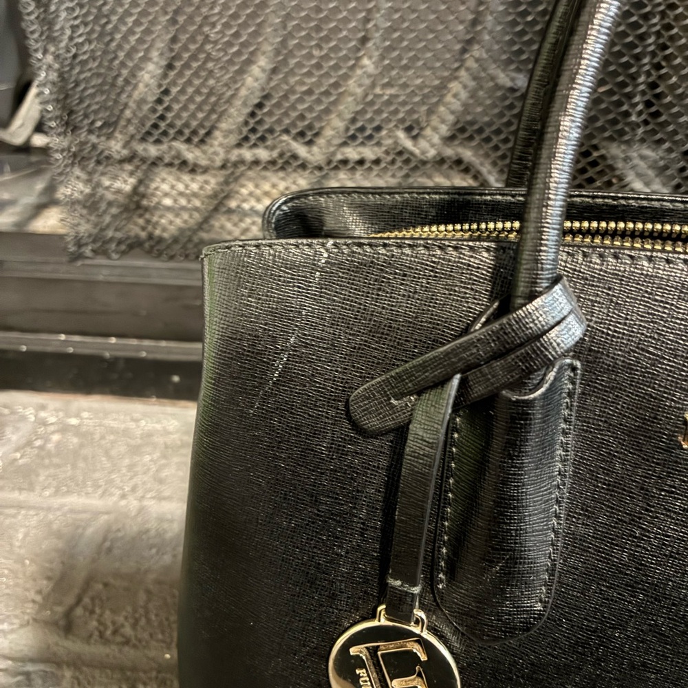 Furla Black Saffiano Leather Tote with Gold Charm - Picture 5 of 5